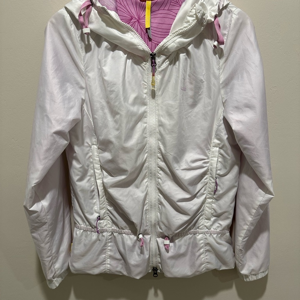 Lole White and Pink Raincoat with Hooded Design
